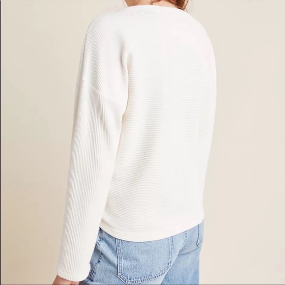 Anthropologie x Maeve • chrissy ribbed dolman-sleeved sweater cream sz M petite - Picture 4 of 10